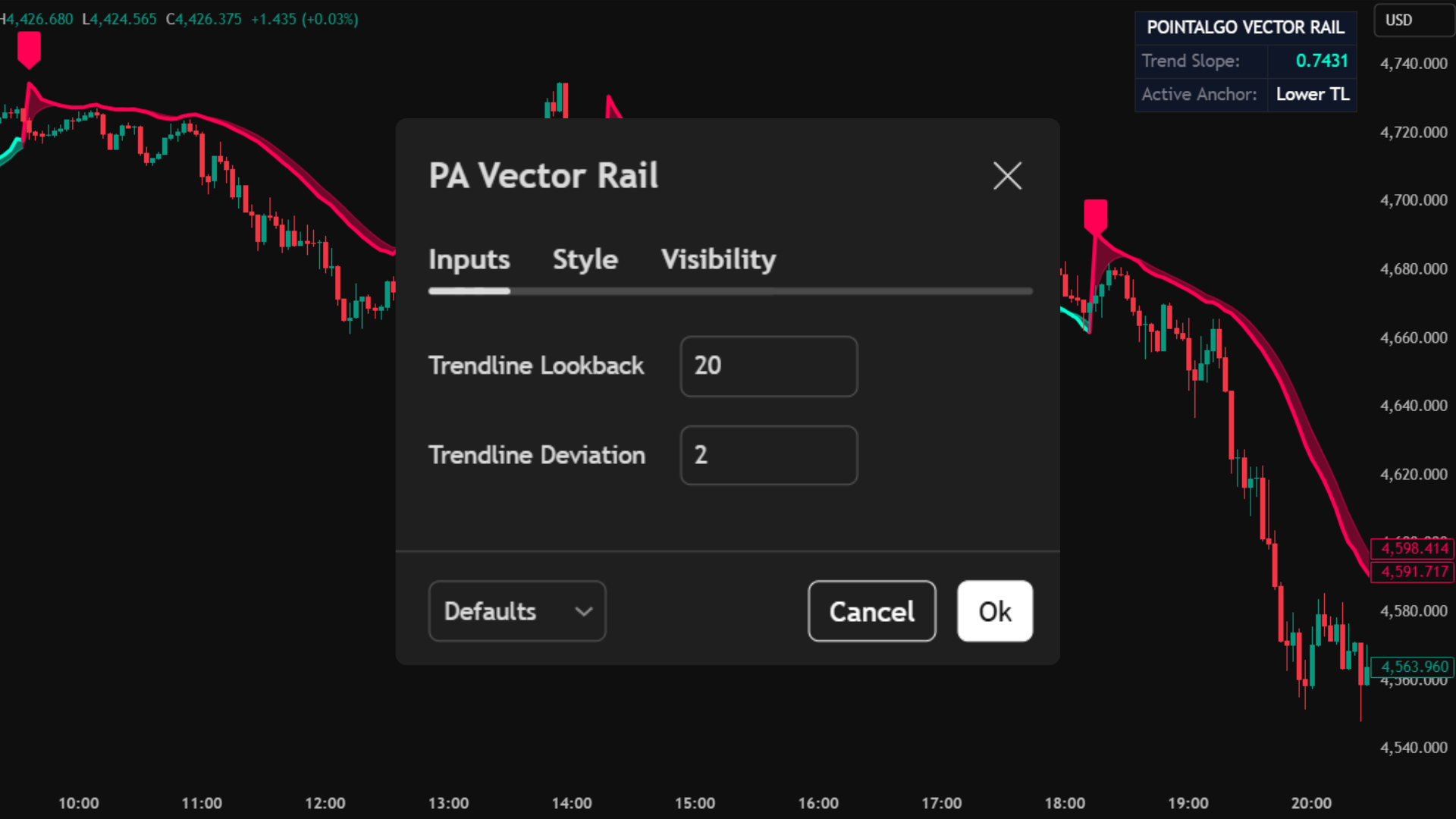 PointAlgo Vector Rail Settings